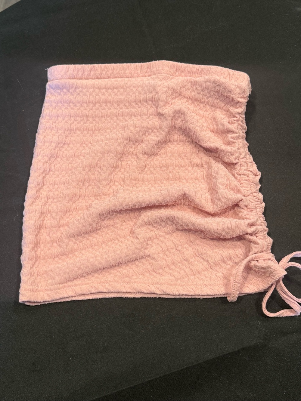 SHEIN Light Pink Textured Bandeau with Side Drawstring